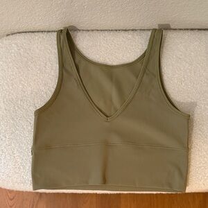 EUC Lululemon Athletica Power Pivot Tank Bronze Green size 10 Ribbed Tank